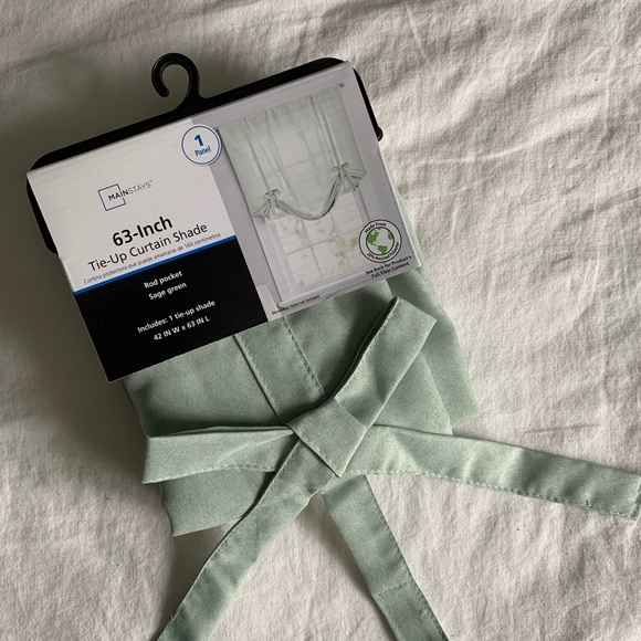 NWT Sage Green Tie-Up Curtain, 1 Panel - Picture 2 of 2